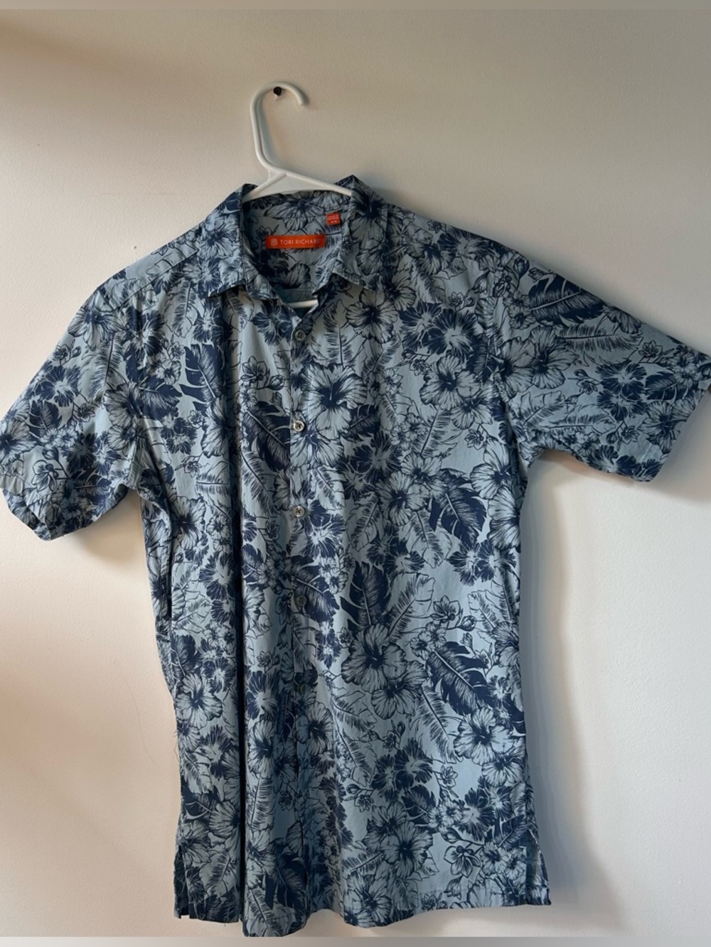 Tori Richard Navy Floral Print Casual Button-Down Shirt